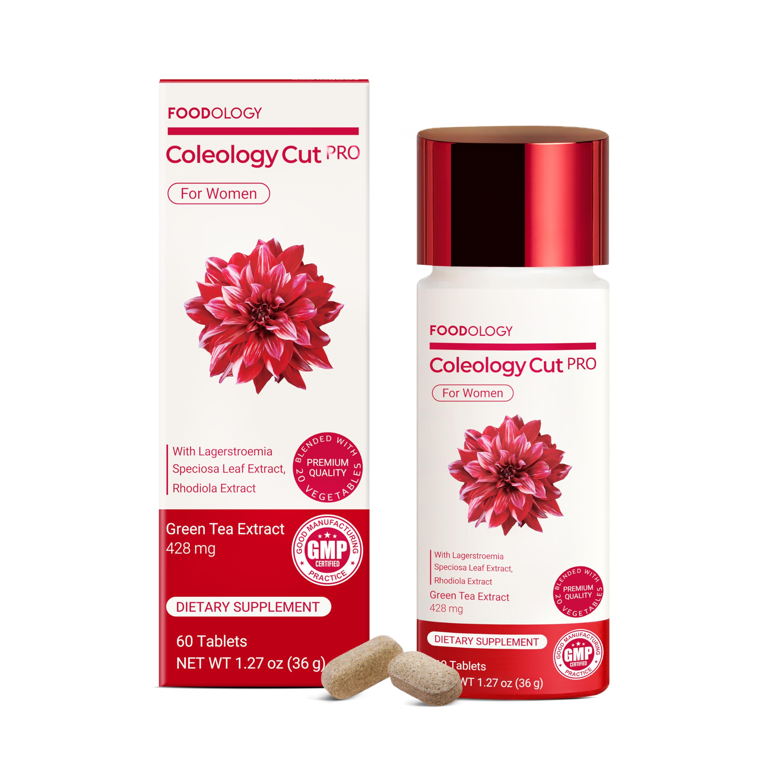 Coleology Cut PRO (30Days) - Support Weight Loss and Burn Calories for a Balanced Diet and Regular Activity, Nutrient Support, Green Tea Extract, Rhodiola Rosea, Korean Dietary Supplement