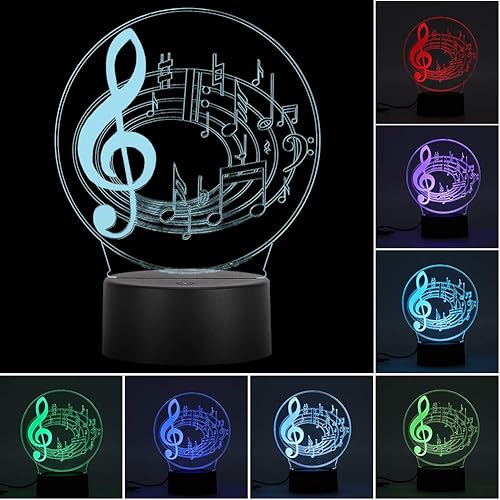 Miniatura 5 de 3D Musical Note LED Night Light, Color Changing USB Touch Table Lamp, Battery Powered - Fun Color Modes, Portable Design, Kids Bedroom and Bathroom