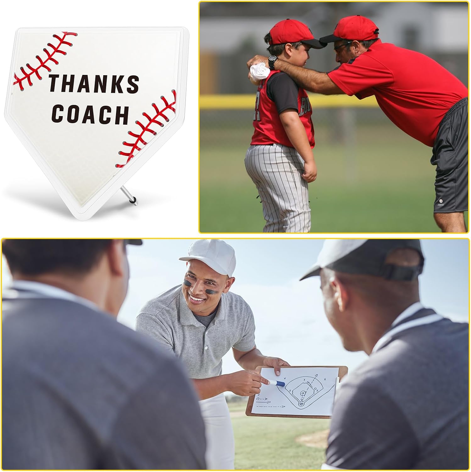 DoubleFill Sport Thanks Coach Gifts from Team Home Plate Plaque for Trophy Sign Award Accessories, 9 x 10 Inches