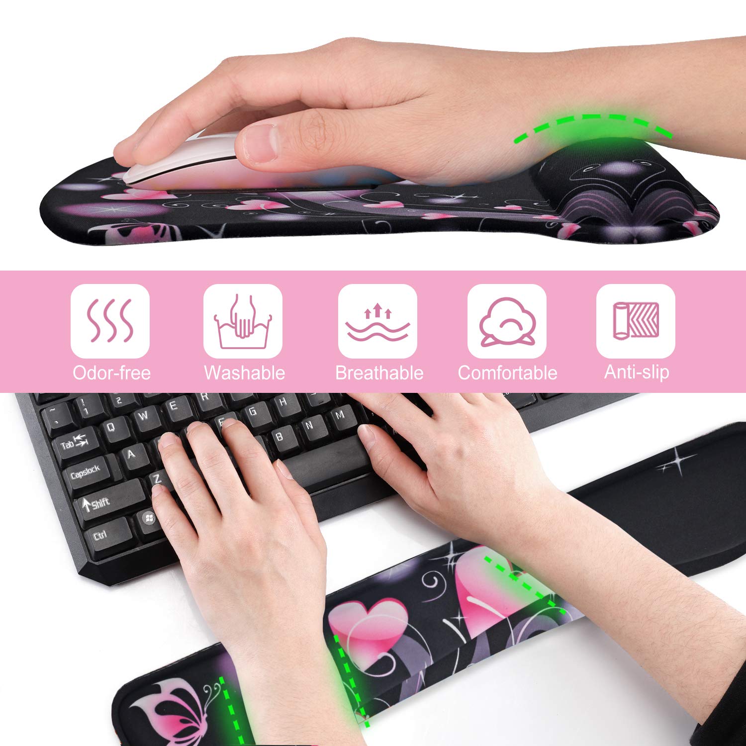 ToLuLu Keyboard Wrist Rest & Mouse Pad Set - Ergonomic Support -3