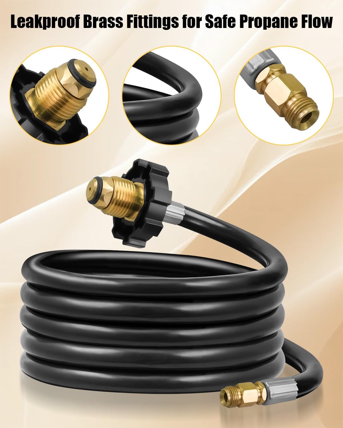 12FT RV Propane Supply Hose with 1/4" Inverted Male Flare Compatible with 20lb and 30lb LP Tanks Replaces 59035