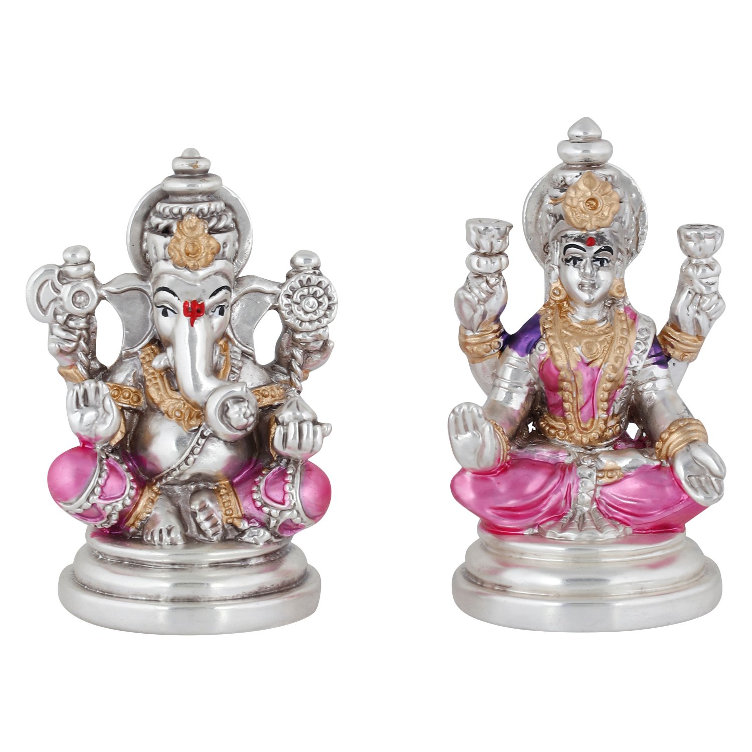 Jewel99 Silver Platinum Plated Laxmi Ganesh Religious Idol (Silver, 2.5 inch x 2 inch x 2 inch)