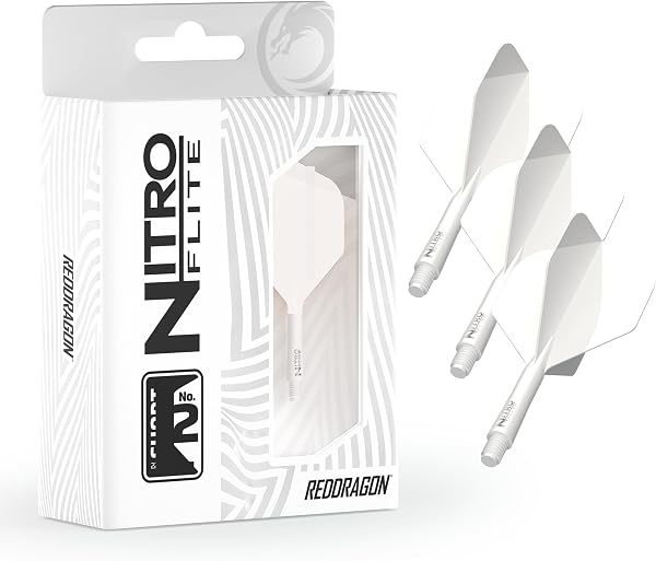 RED DRAGON Darts – Nitro Flite Système intégré de vol et d'arbre – No.2 Forme et design - Disponible en Court, intermédiaire et moyen - Variété de couleurs - Accessoires de fléchettes professionnelles - 3