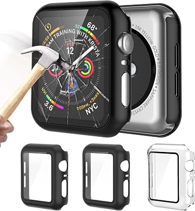 PEMOTech【3 Pezzi】 Cover Apple Watch 44mm Serie 6/5/4/SE con Vetro Temperato  - Custodia Rigida iWatch Anti Graffio+Protezione Totale+Ultra Sottile+HD  Clear per Apple Watch (Nero e Trasparente) : Amazon.it: Elettronica