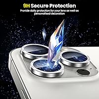 Vista 4 de Tensea Protector de lente de cámara para iPhone 15 ProiPhone 15 Pro Max, protector de pantalla de vidrio templado 9H, anillo individual de metal