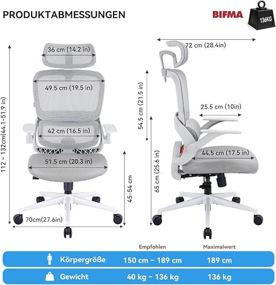SIHOO Ergonomic Office Chair Adjustable Lumbar Support Desk Chair
