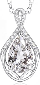 CDE Infinity Teardrop Birthstone Necklace Adjustable Jewelry Gift for Women | Waterproof,Hypoallergenic,Suitable For Daily Wear,17.7″+2″,Wedding Anniversary Christmas Gift for Her