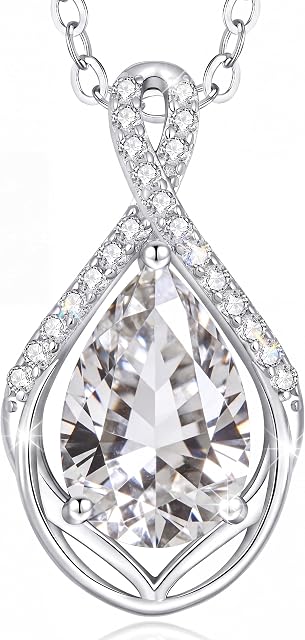 CDE Infinity Teardrop Collier en pierre de naissance Bijoux réglable Cadeau pour les femmes , Imperméable ,Hypoallergénique ,Convient pour l'usure quotidienne ,17.7′′+2′′ ,Cadeau de Noël anniversaire de mariage pour elle