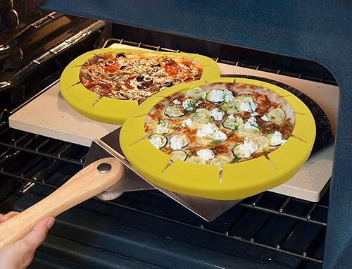 2 protectores de silicona ajustables para tartas, reutilizables para sartenes de 8 a 11.4 pulgadas, evita bordes quemados para hornear (amarillo)