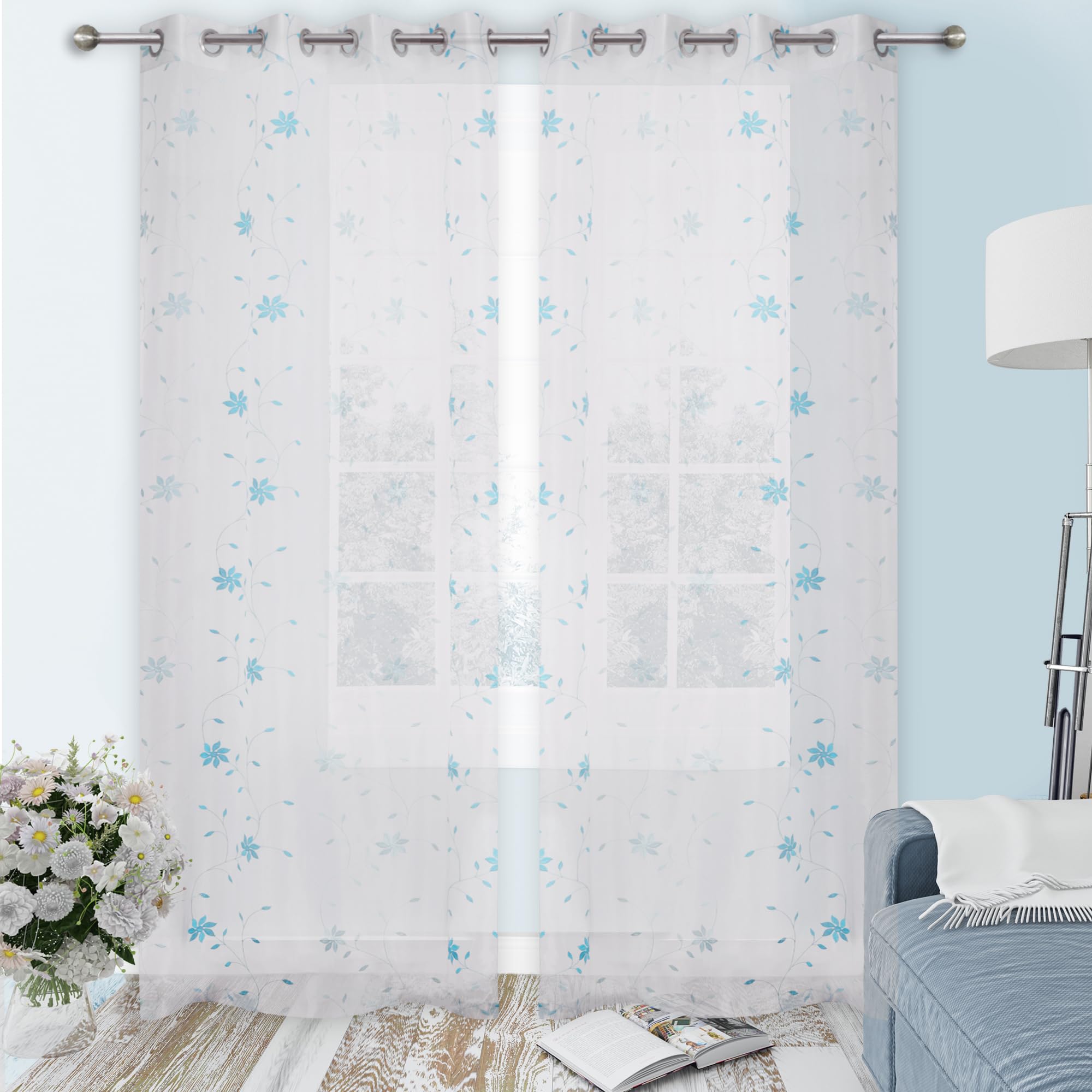 HopeLadder Tissue Textured Sheer Curtains, Light Filtering 7 FT Door Organza Hand Painted Curtains with Eyelets, Set of 2 Yellow and White Curtains for Door (7 Feet x 4 Feet) (B0CKSWPHB1) Amazon Price History, Amazon Price Tracker