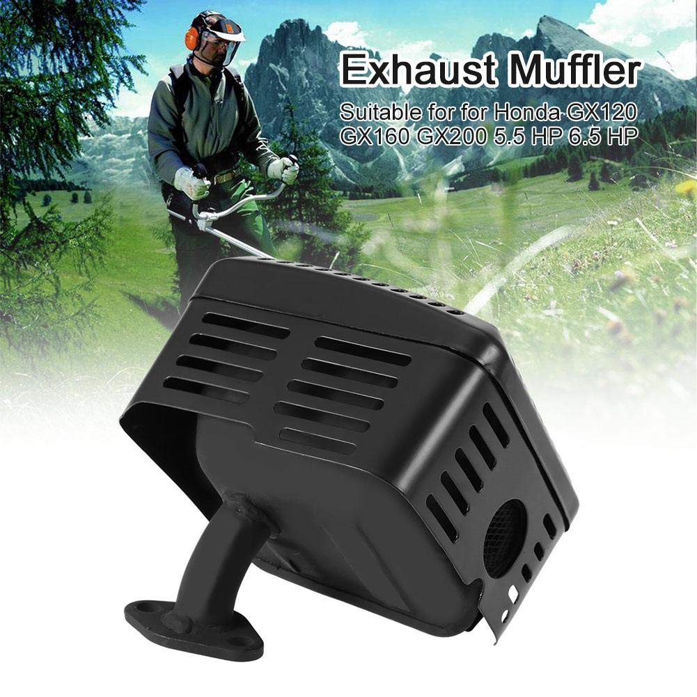 Marmitta di scarico per Honda GX120 GX160 GX200 5,5 HP 6,5 HP, Sistema di marmitta di scarico con schermo termico per Honda GX120 GX160 GX200 5,5 HP 6,5 HP Accessori per tosaerba Sistema di marmitta d