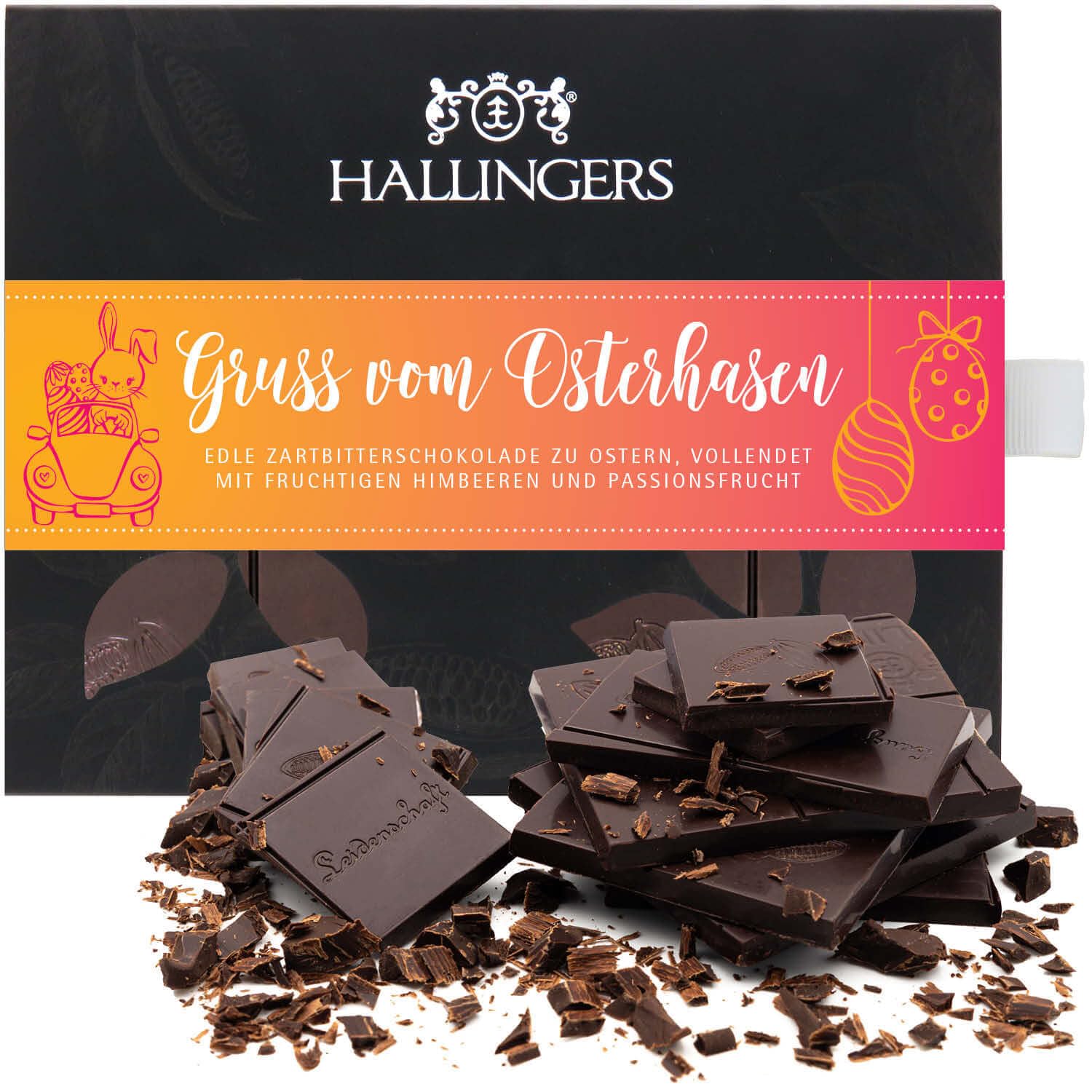 Hallingers Genuss Manufaktur Vegane Schokolade Zartbitter Himbeere & Maracuja – Made in Germany