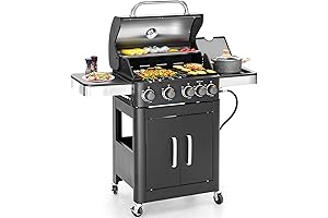 4-Burner Propane Gas BBQ Grill with Side Burner & Griddle