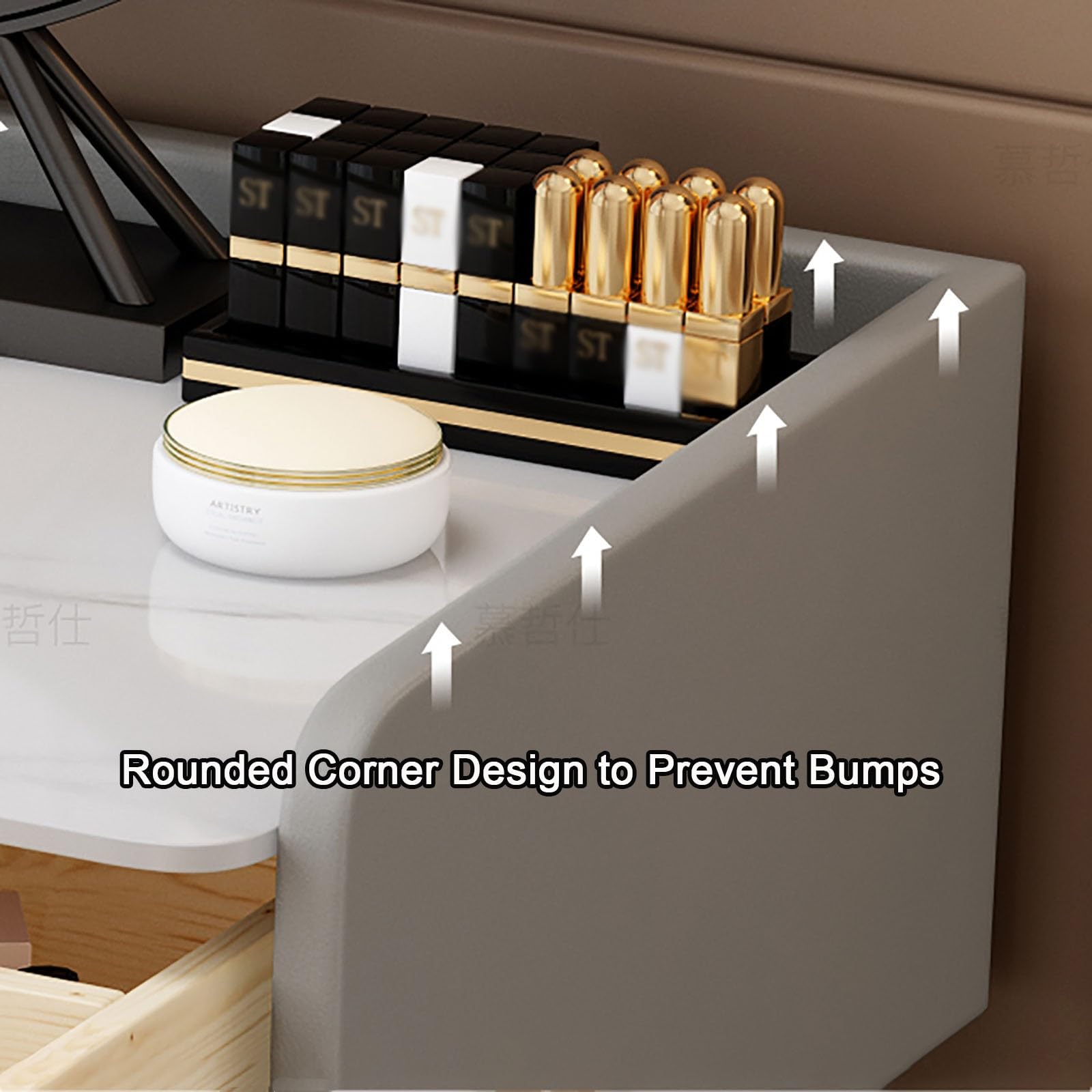 Set da scrivania a LED con specchio illuminato e sgabello imbottito, elegante tavolo da toeletta per camera da letto e studio, dimensioni compatte, 70 cm, design moderno, perfetto per gli amanti della