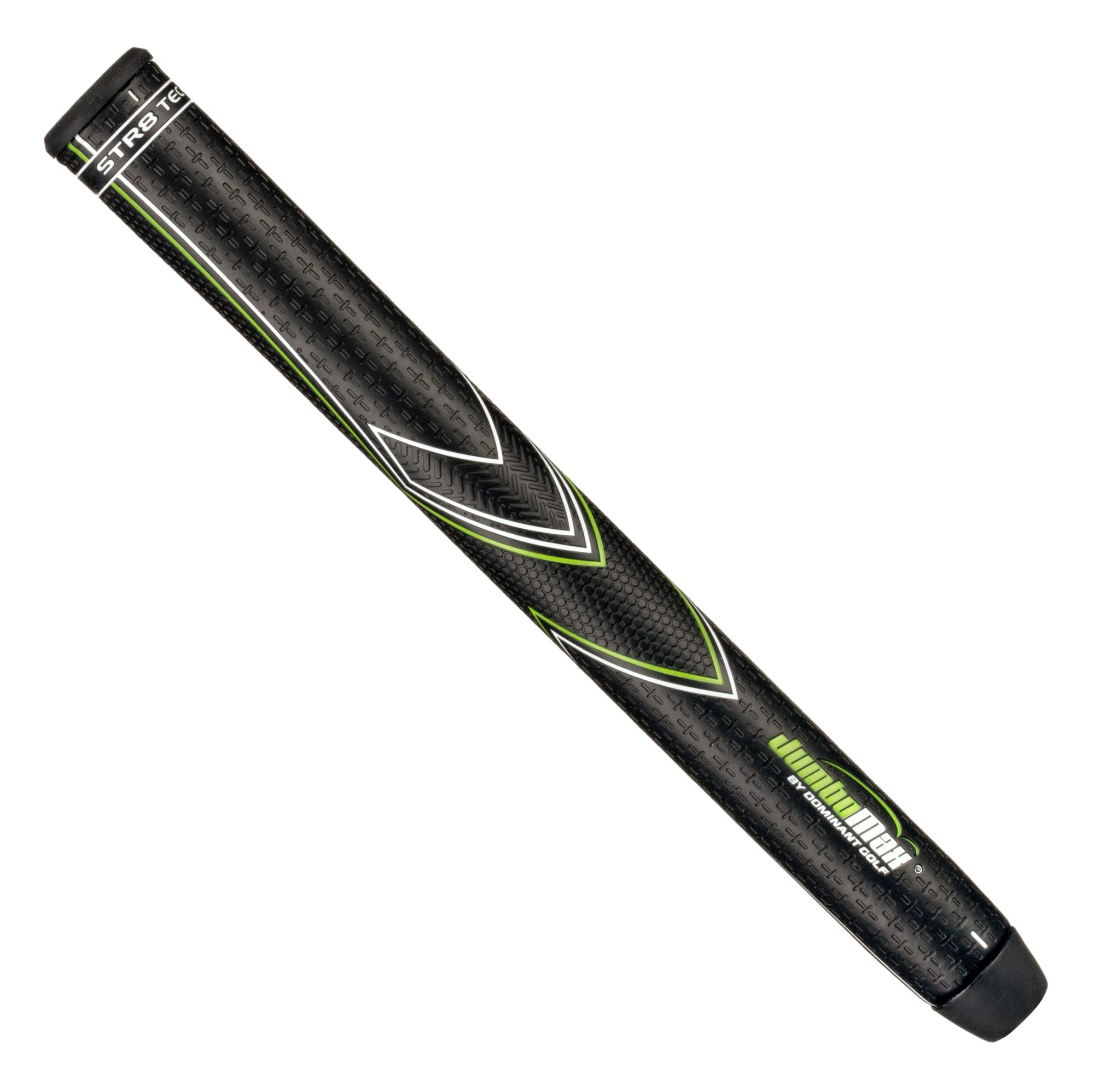 Golf Grips STR8 Tech Non-Tapered Golf Grip - Tour Series Black W/White & Green Accents - Set of 1 Medium/MD (+5/16")