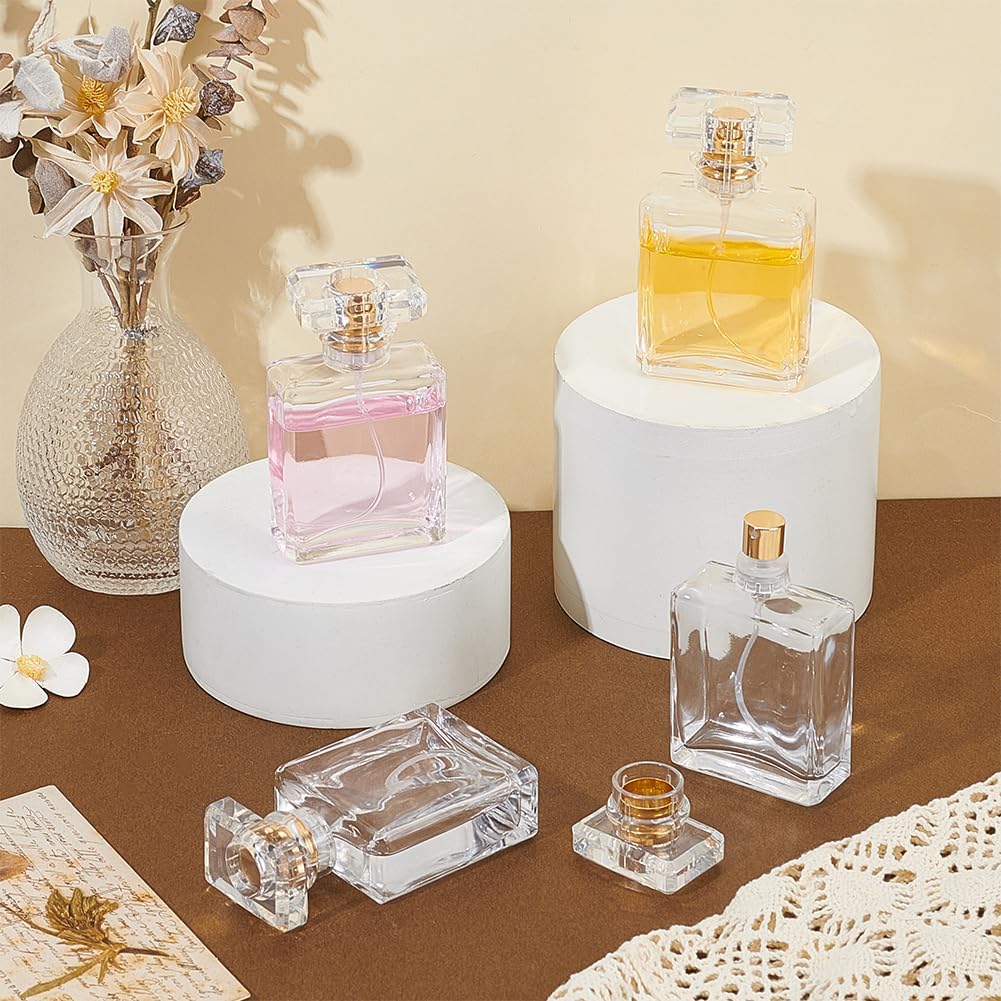 12 Pcs Glass Perfume Bottle Empty, 50ml/1.7Oz Clear Travel Empty Refillable Perfume Spray Bottles Container, Perfume Atomizer for Fragrance Lotion Essential Oil(Gold)