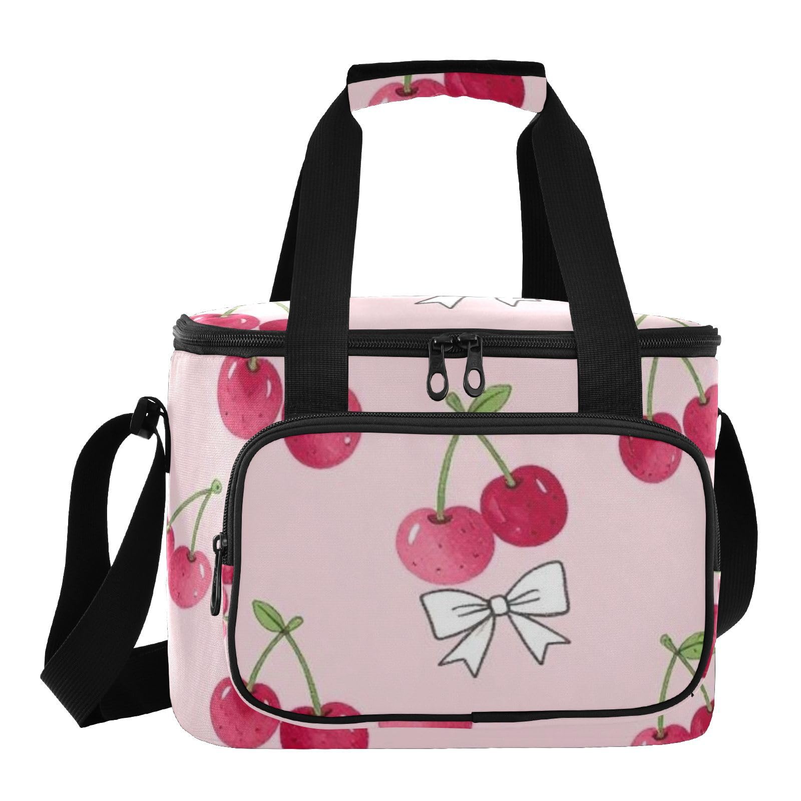 Wudan Blush Cherry Bow Tkanina Termiczna Torba Na Lunch Jeden Rozmiar Ręczny Plaża Pracownicy Biurowi