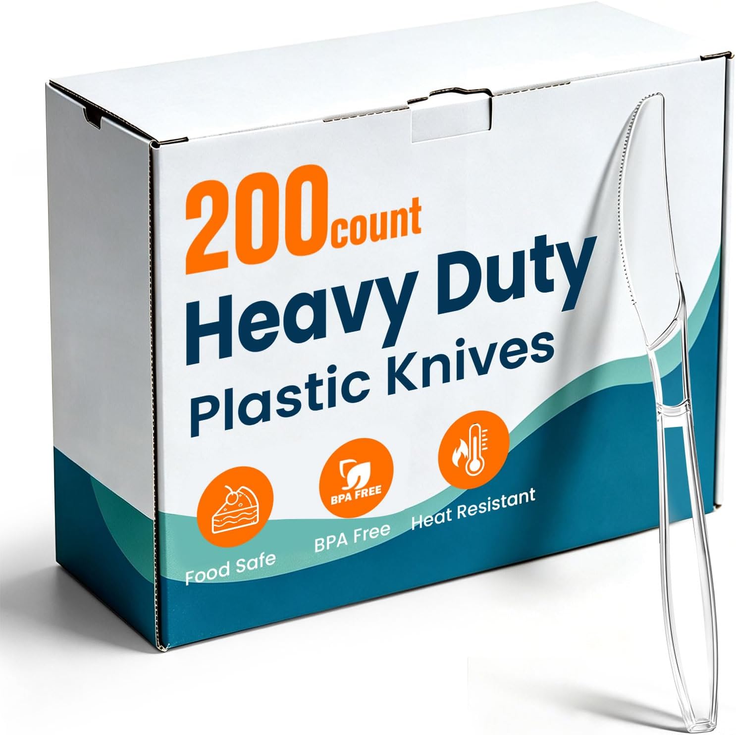 500 Count Plastic Knives Heavy Duty, Clear Plastic Knives Disposable, BPA-Free, Heat Resistant, Durable and Solid Premium Disposable Knives Bulk for Parties Wedding Events & Everyday Use