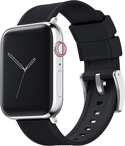 Barton Watch Bands - Extensibles de silicona Elite para reloj - Accesorios y adaptadores negros con deposición física de vapor, de liberación