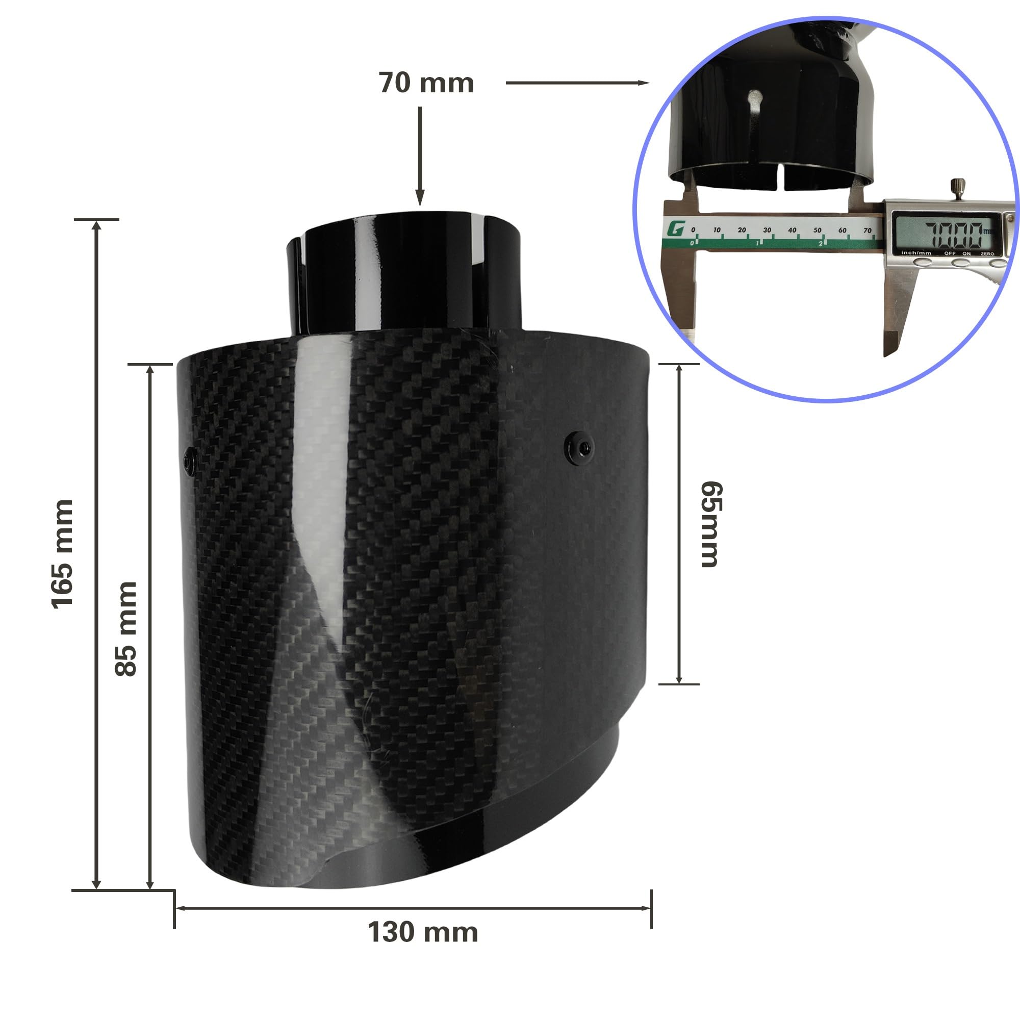 uniwersalna rura wydechowa 1 szt. Uniwersalny samochodowy tłumik z włókna węglowego ze stali nierdzewnej Twill błyszczący końcówka dyszy wydechowej 130 mm Tłumik końcowy | 70mm-130mm