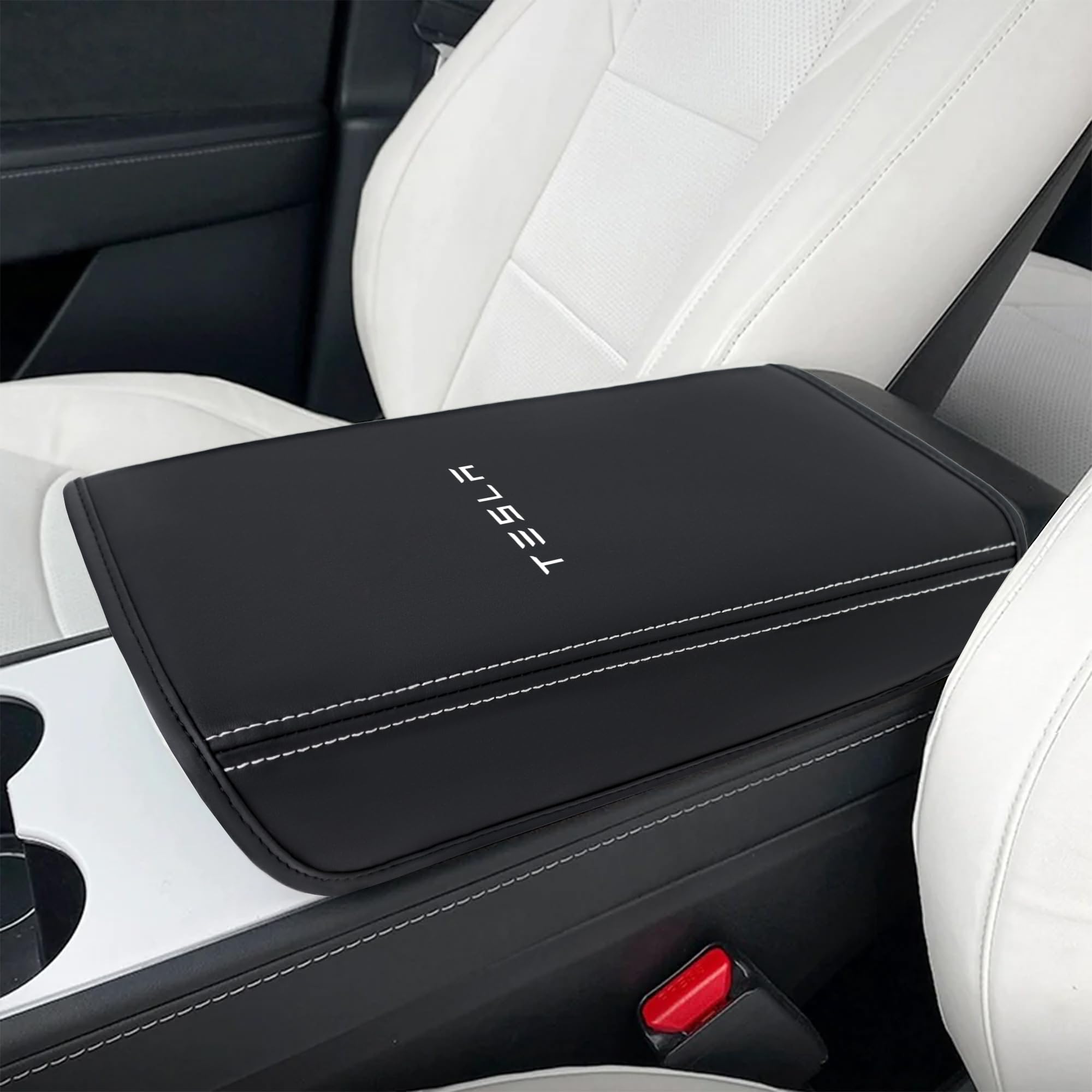 Car Middle Center Console Cover Compatible with Tesla Model 3/ Y 2017-2024 Arm Rest Cover for Model Y / 3 Interior Accessories Scratch-Resistant Protector Pad Vehicle Specific Fit -Black