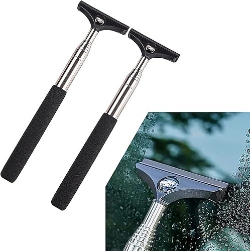 Pack-2 Limpiaparabrisas para espejo retrovisor de automóvil, 38.58 pulgadas, herramienta de limpieza de cabezal de cepillo retráctil en capas,
