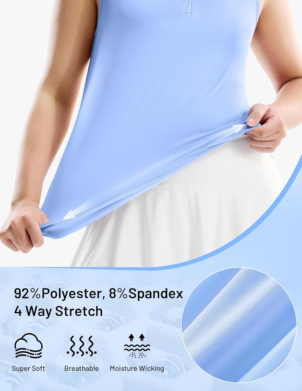 MIER Womens Sleeveless Golf Shirts - Quarter Zip UPF 50+ Collared Polo Tank Tops, Quick Dry Zip Up Tennis Sports Active Tee - Image 4