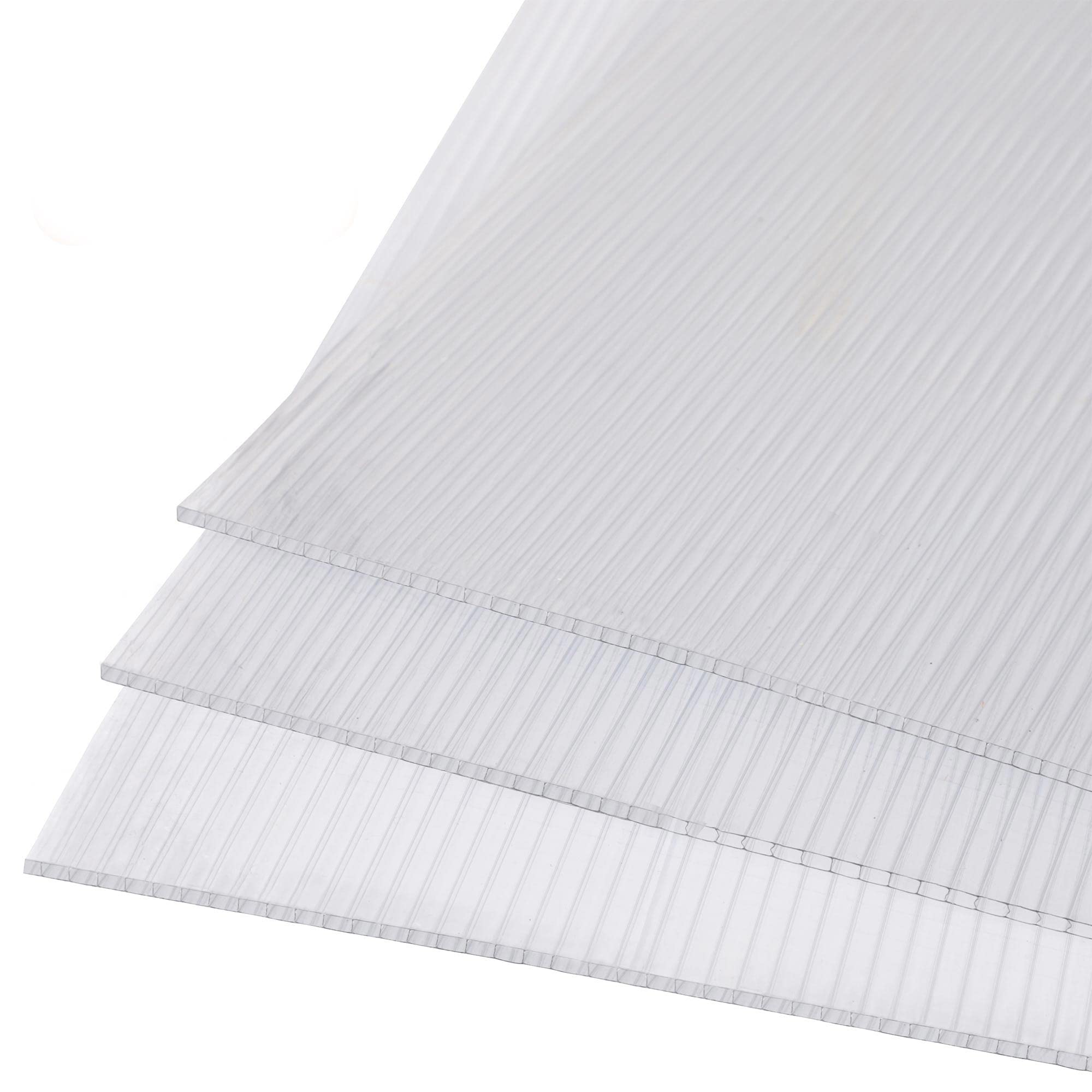 MUPATER 14 Pieces 4x2FT Polycarbonate Greenhouse Panels Twin-Wall Polycarbonate Sheet Waterproof UV Protected Reinforced Clear Sheets, Panels use for Greenhouse, Outdoor, Plant Stand Roof. Can be cut.