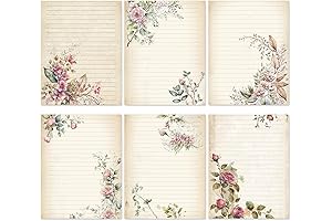 AnyDesign 60 Sheet Lined Vintage Floral Stationery Paper for Wedding Invitations