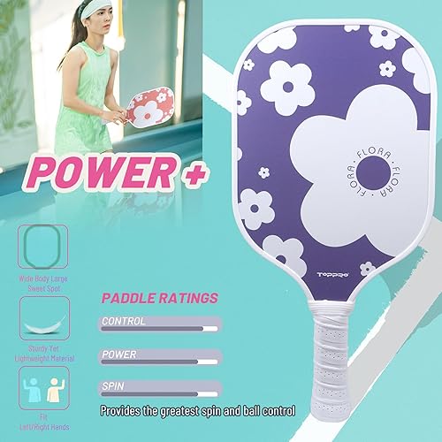 Miniatura 3 de TOPPRO Pickleball Paddles Set of 2, Fiberglass Face, Polypropylene Honeycomb Core, Lightweight Pickleball Rackets 2 Pack