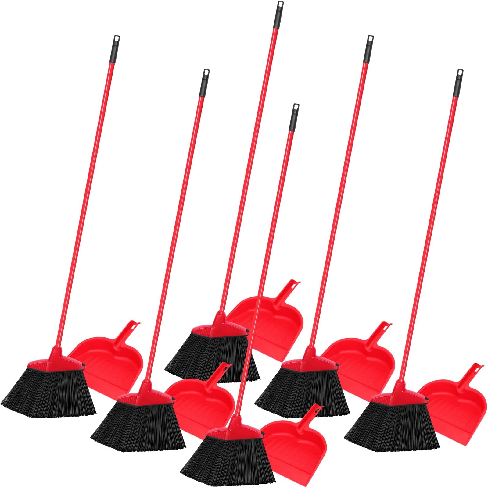 Maxcheck 6 Pcs Broom and Dustpan Set 54 Inch Outdoor Indoor Broom with Dustpan Combo