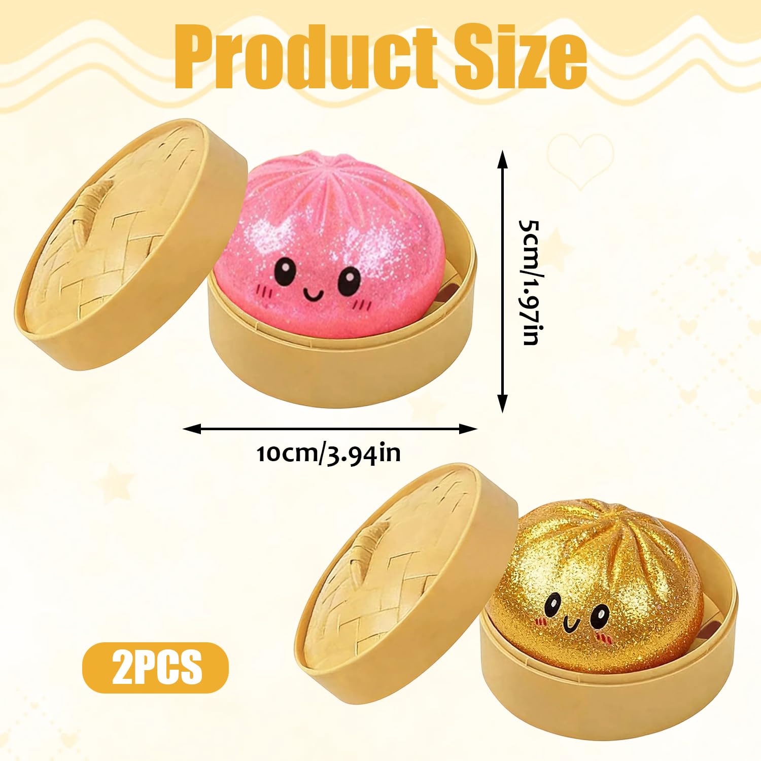 Giant Glitter Dumpling Squishy Toy, 2Pezzi Squishys A Forma Di Ravioli Glitterati, Glitter Dumpling Squishy, Morbida Pallina Antistress Ravioli Spremere Giocattoli, giocattolo da scrivania estensibile