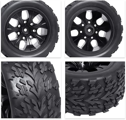 Miniatura 6 de HobbyPark Ruedas y neumáticos hexagonales de 0.472 in para camión Traxxas Rustler 2wd 4x4 VXL Redcat Volcano EPX Blackout XTE Pro fit 3S 4S sin