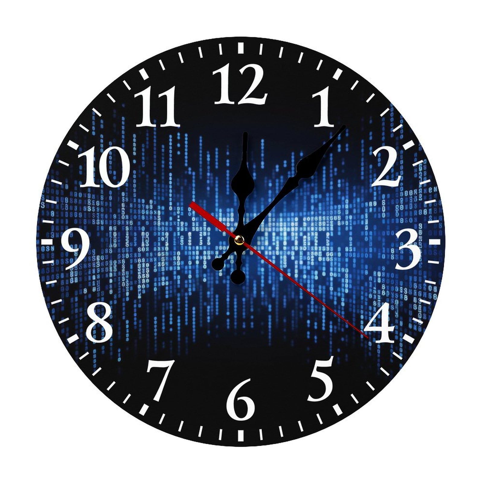 NTVOWPZO 10 Inch Wall Clock The Blue Binary Battery Operated Wall Clocks Silent Non-Ticking Round Wall Clock for Living Room Kitchen Home Office Wall Decorative Clock