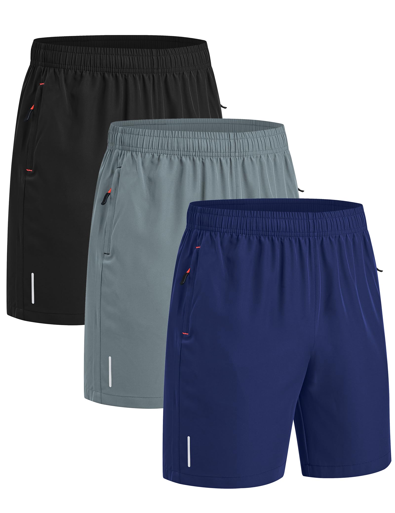 kuzwufs Pantaloncini Sportivi Uomo Confezione da 3 Estivi Shorts Running con Tasche Asciugatura Rapida Pantaloni Corti da Trekking Uomo Allenamento Fitness