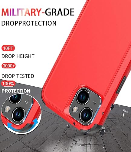 Miniatura 2 de Diverbox Funda para iPhone 14 a prueba de golpes a prueba de caídas pantalla de vidrio templado + protector de lente de cámara, funda de protección