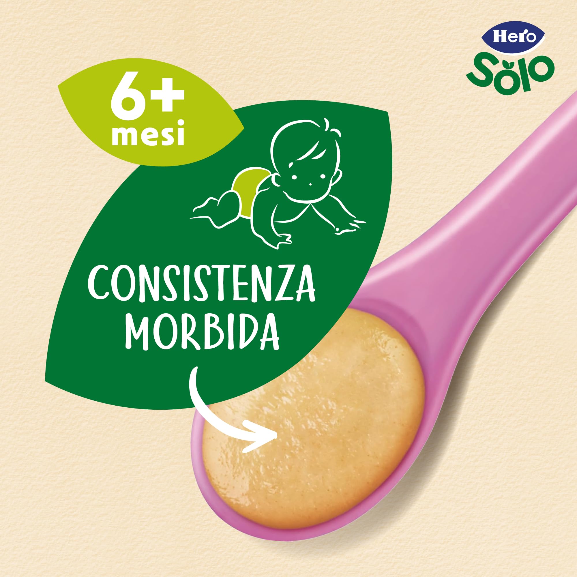 Hero Solo Pappa Completa Verdure con Pollo, Ideale per la Cena - Scalda e Gusta - con Olio Extravergine di Oliva - Per bambini dai 6 mesi - 6 x (2x190 g)
