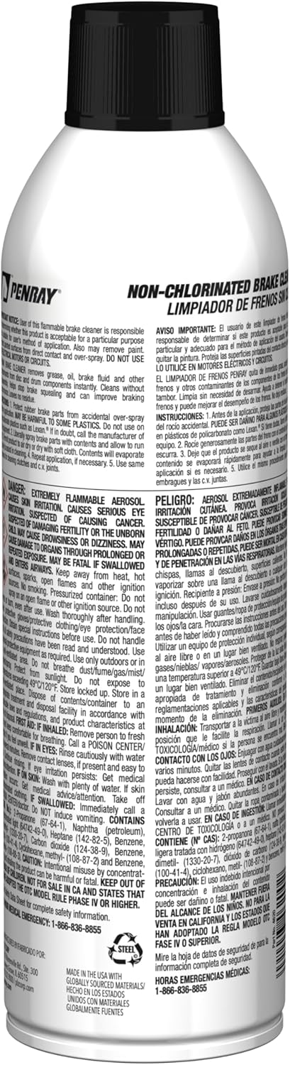 Penray 4620-12PK Non-Chlorinated Brake Cleaner - 14-Ounce Aerosol Can, Case of 12