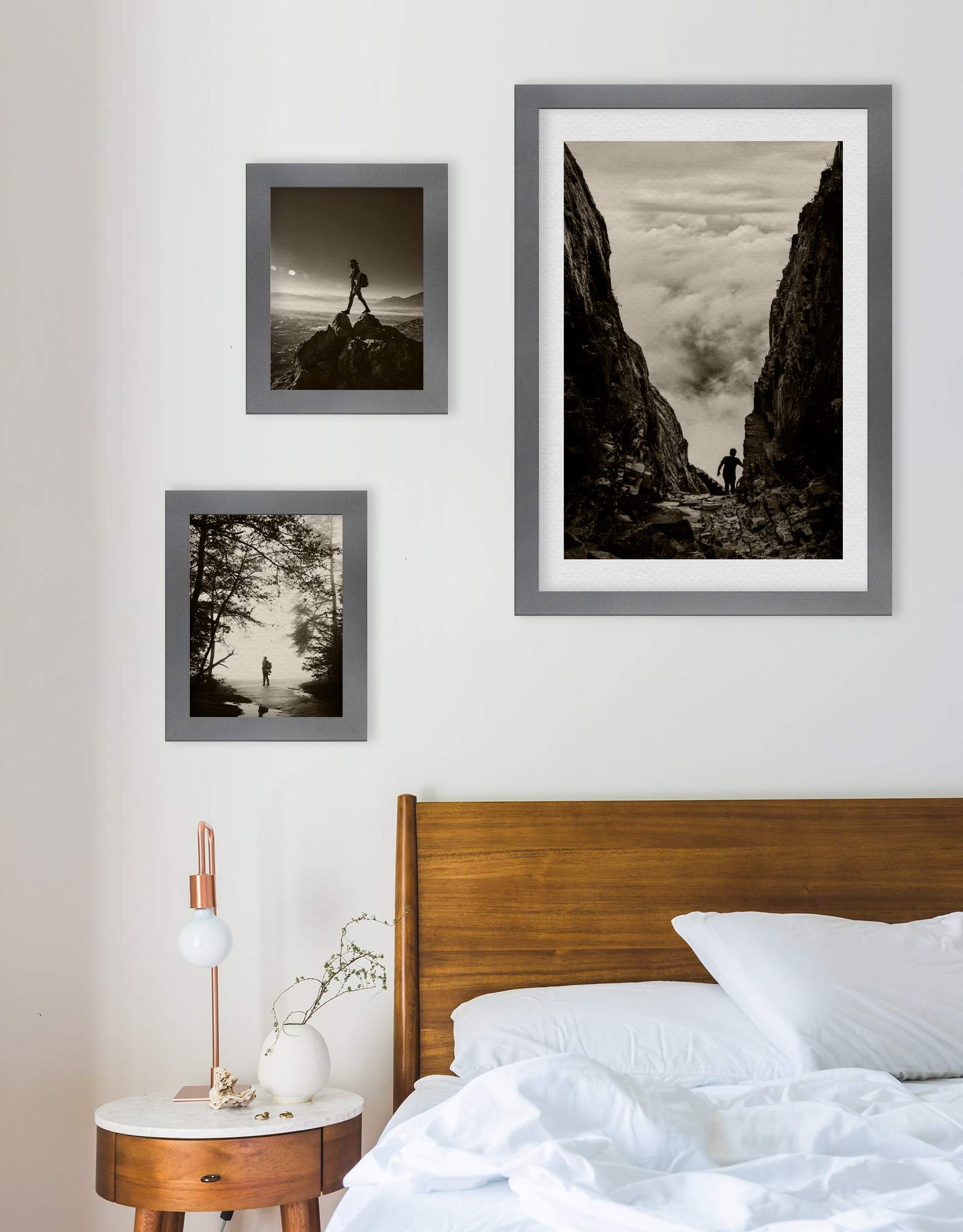BIRAPA Monaco Bilderrahmen 50x70 cm Grau Schlicht - Bilderrahmen, Posterrahmen, Wechselrahmen, Bilderrahmen Modern