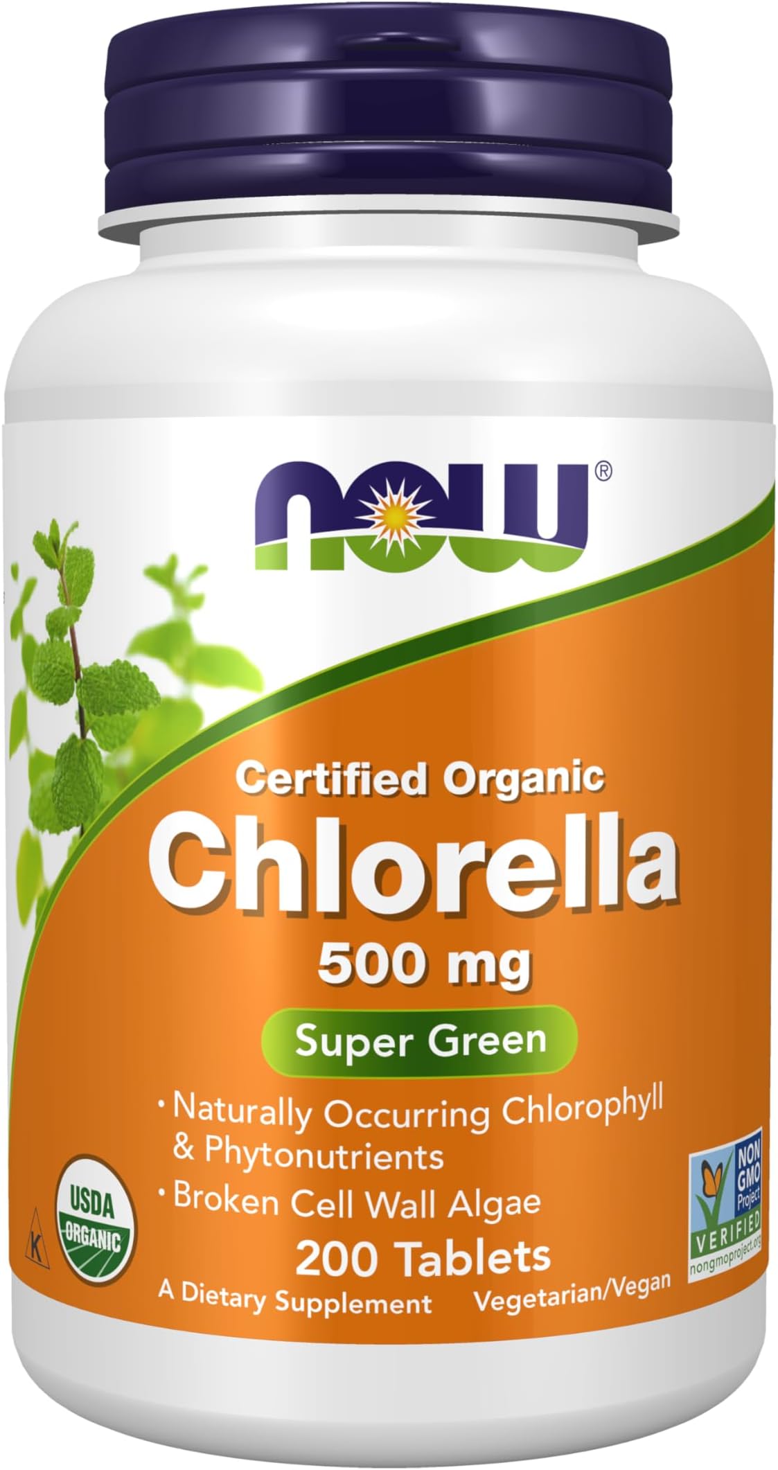 Now Foods, Certified Organic Chlorella, 500 mg, 200 Tablets