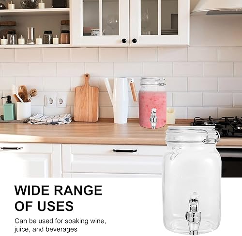 Miniatura 6 de Hemoton Dispensador de vidrio Frasco dispensador de bebidas Tarro de vidrio con grifo Fiesta de jugo de bebida con grifo con grifo