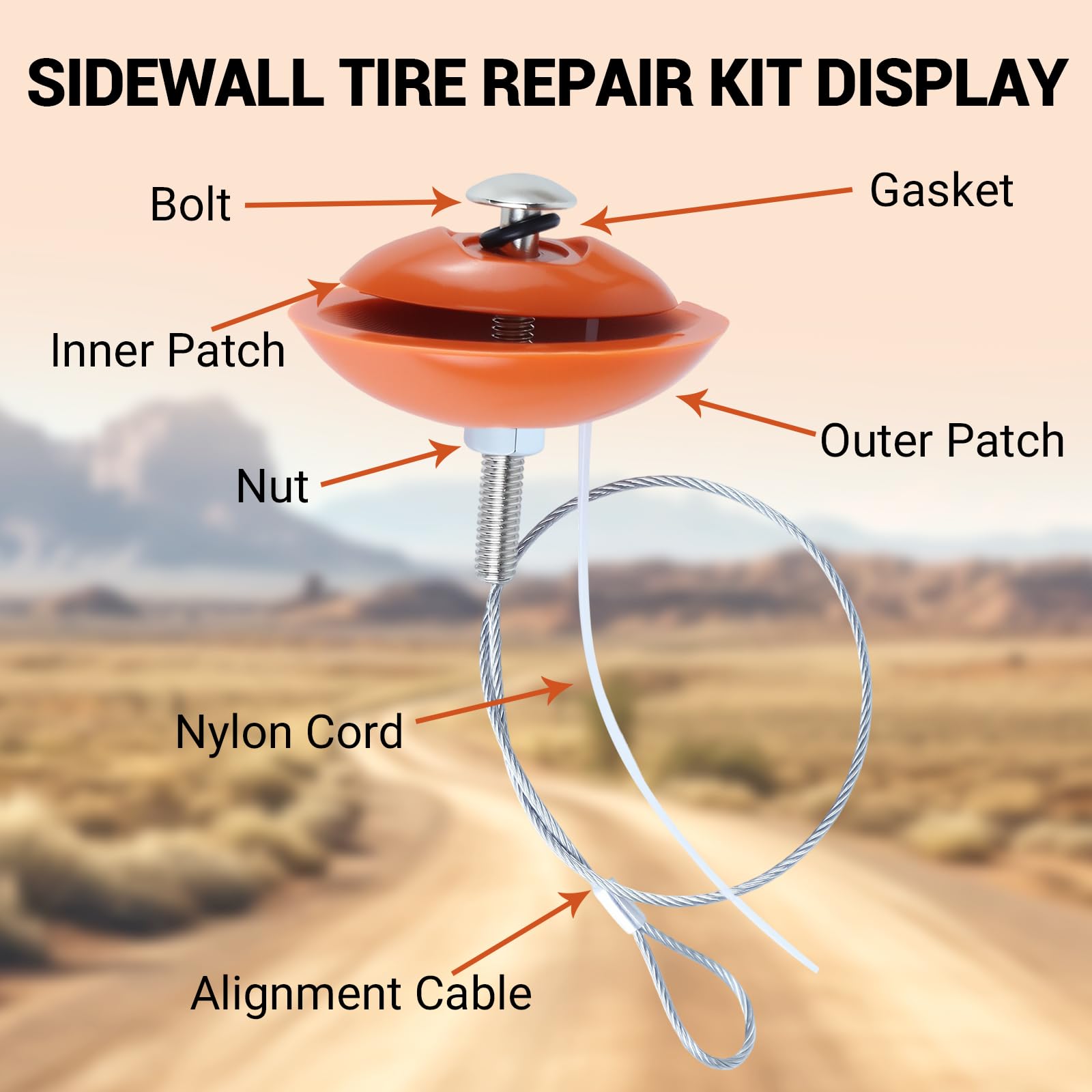 Kit di riparazione di pneumatici per pareti laterali, kit di riparazione per forature dei pneumatici, strumento portatile per riparazioni di emergenza, compatibile con ATV, UTV, XSS, trattore