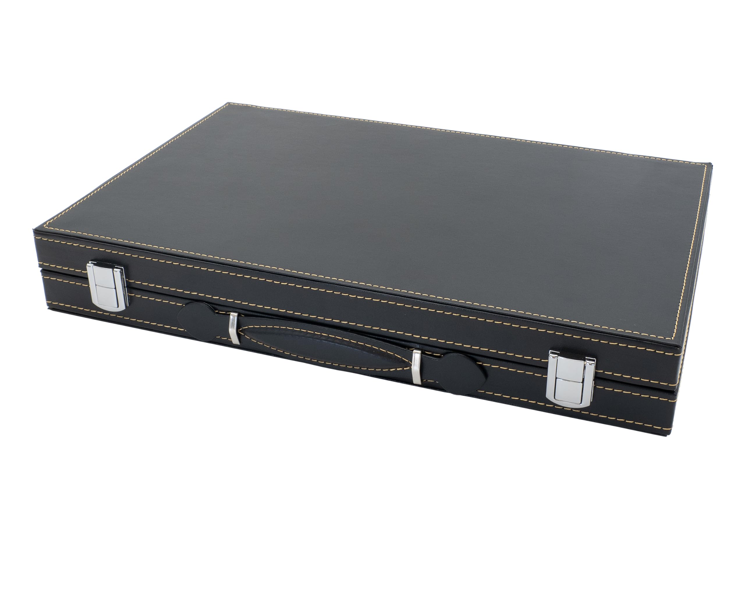Backgammon pieghevole in similpelle nero e beige