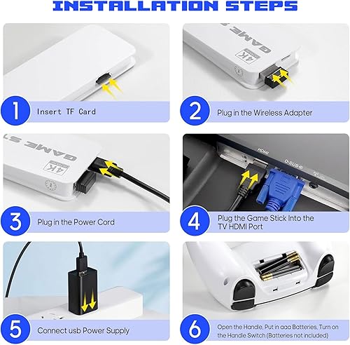 Miniatura 6 de Retro Game Console Stick Pro, Built-in 23 Emulators 40000+ Classic Video Games with 4K HDMI and Dual 2.4G Wireless Controllers (128GB) Plug