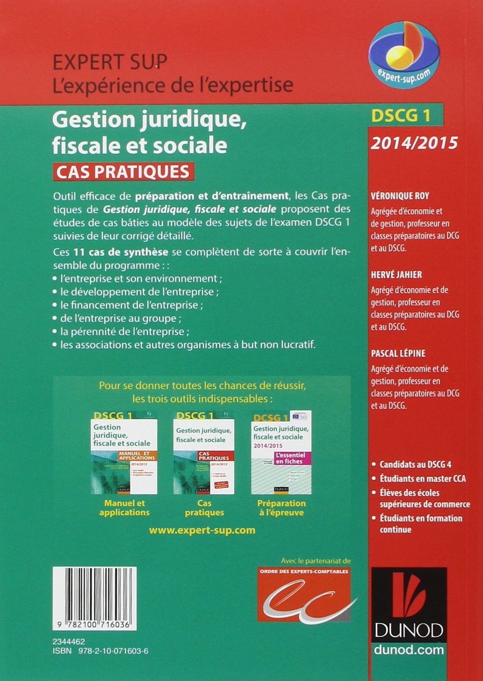 DSCG 1 Gestion juridique fiscale et sociale: Cas pratiques