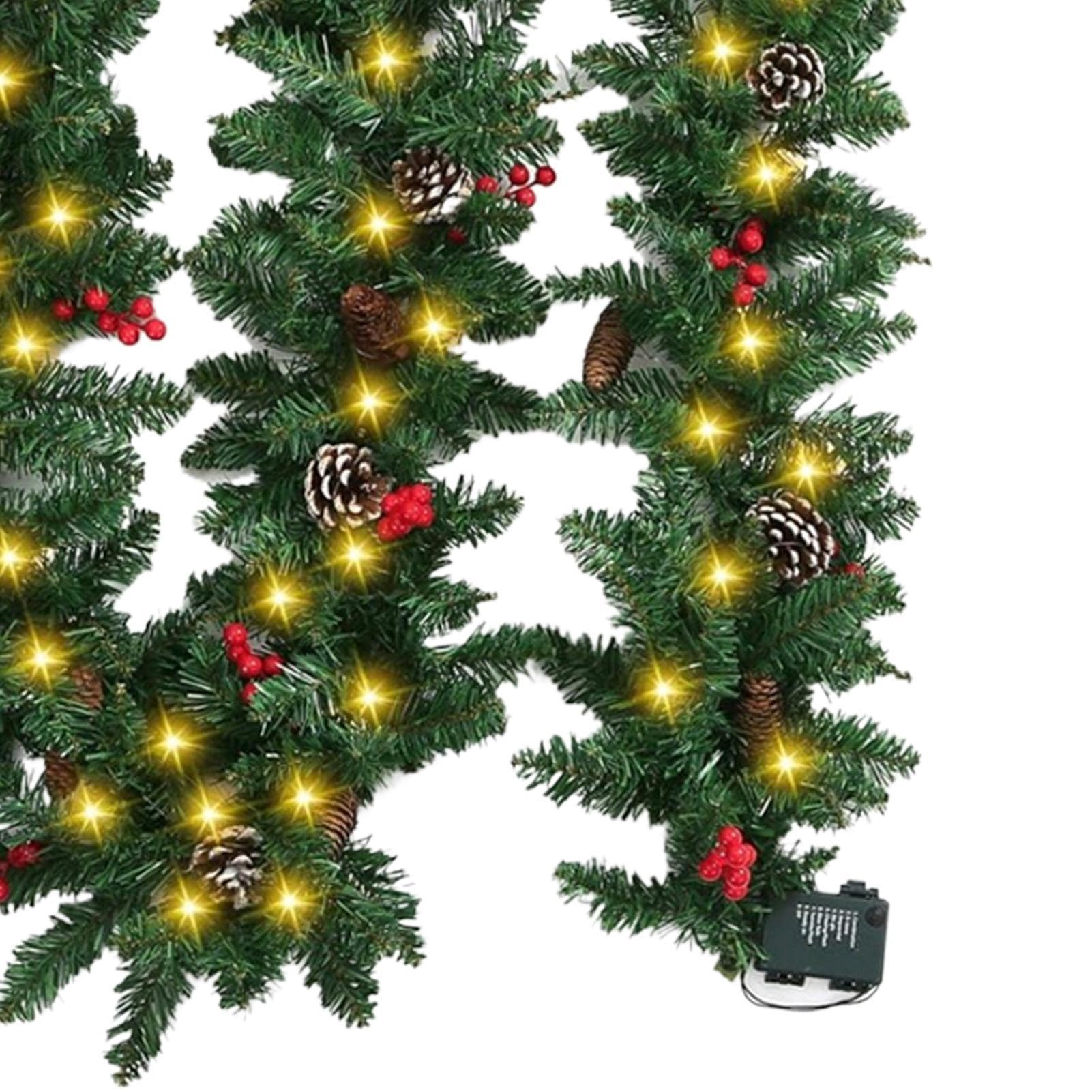 Couronnes De Noël pour Porte D'Entrée Végétation Artificielle avec Lumières