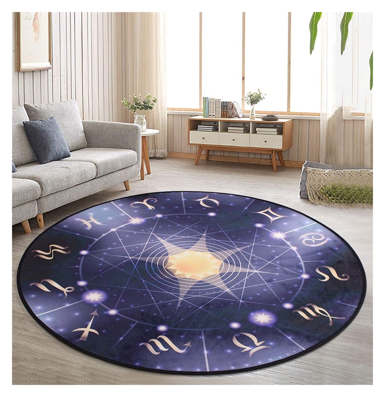 Tapis circulaire lavable pour en finir avec les glissades et les taches au salon