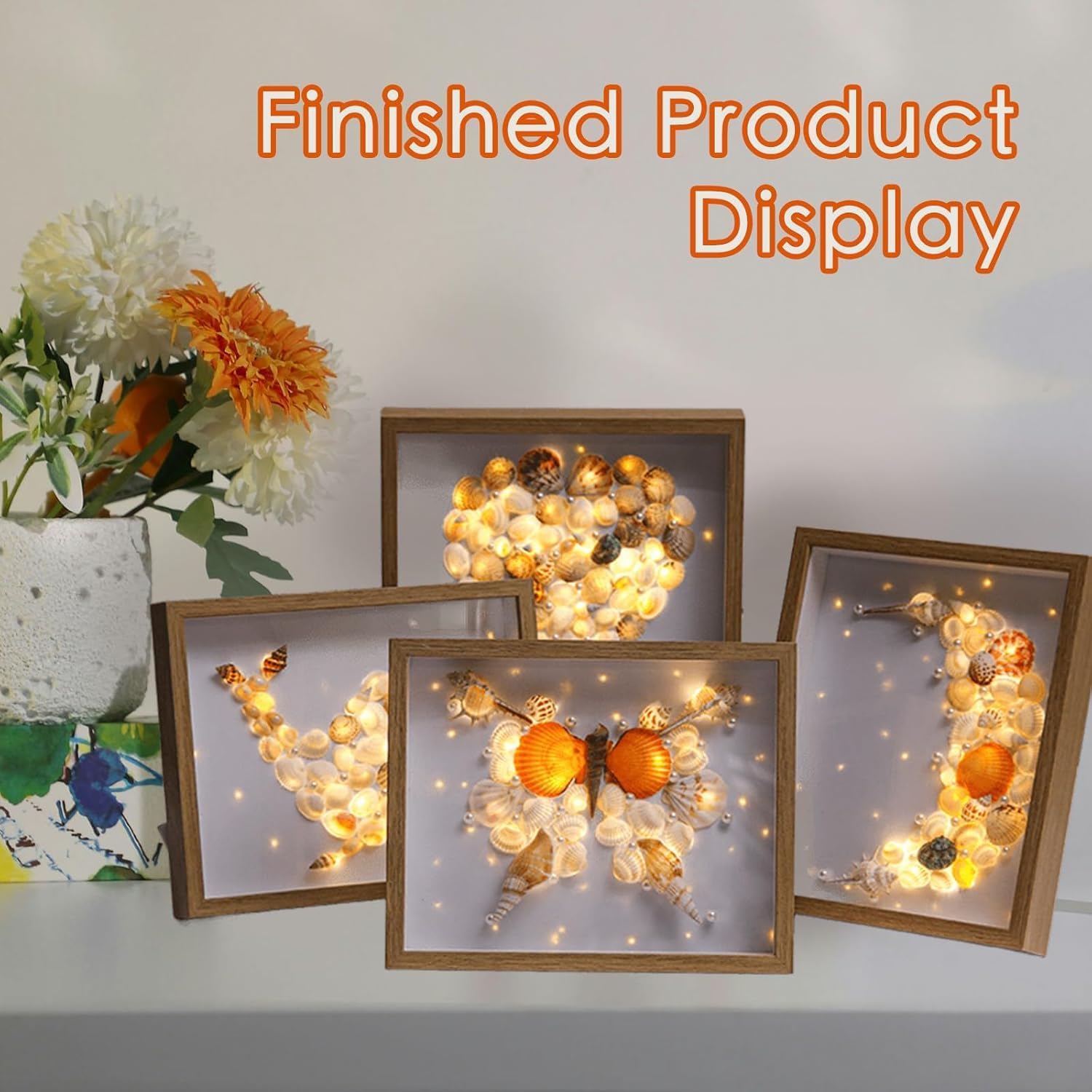 CNSUNWITZ Sea Glass Art Kits,DIY Resin Beach Art Kit,DIY Mosaic Arts and Craft Kits Ocean Painting Kit,Glowing Resin Sea Glass,for Home Decoration, Bookshelf, Office, Windowsill (Moon (Glowing))