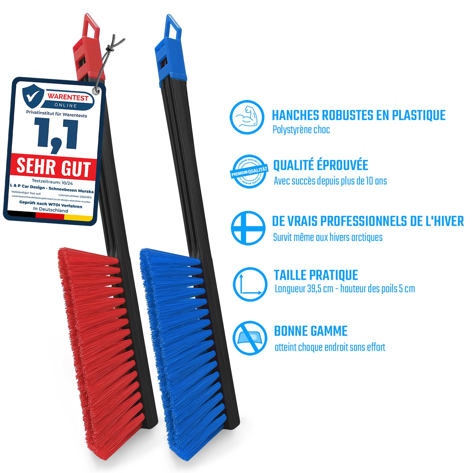 L & P Car Design L&P A059 Lot de 2 Balai Neige Voiture Balayette Neige Voiture Brosse Neige Voiture Murska de Finlande Balais à Neige pour Auto (Lot de 2 - Couleur aleatoire)