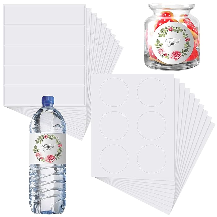 Buy 100 Pieces Blank Water Bottle Label Stickers and 60 Pieces Round